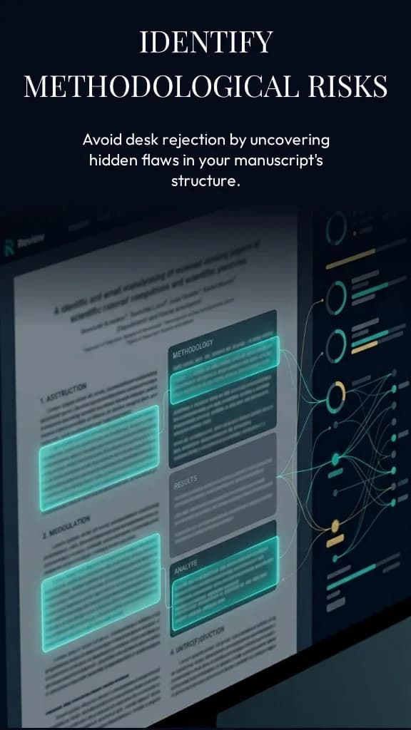 Software screen showing methodology analysis linked to manuscript highlights.